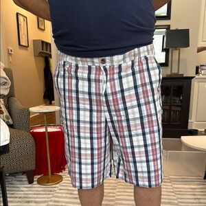 Men's Plaid Shorts - Red, Blue, White. 10.5” inseam. New